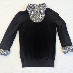 Ann Taylor black sweater with collared shirt -XS